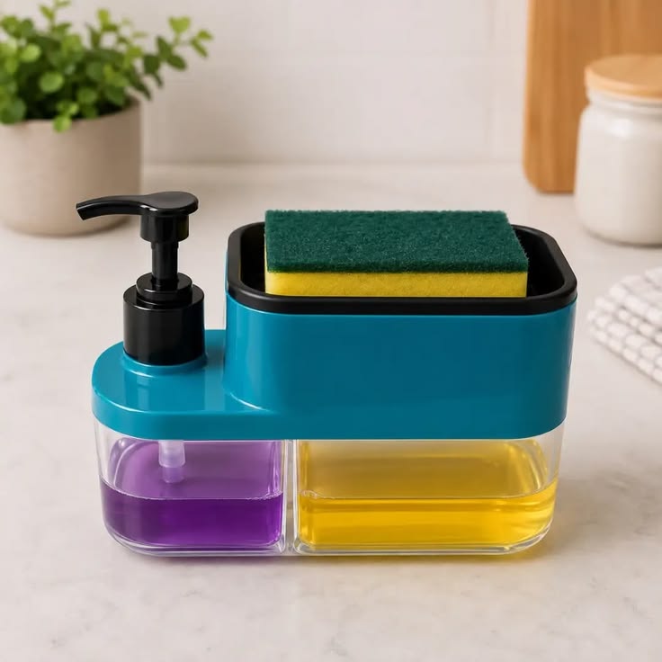 3-in-1 Soap Dispenser with Sponge Holder – Kitchen Sink Organizer